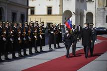 22. 4. 2021, Ljubljana – Predsednik Pahor na njenem prvem uradnem obisku v tujini gosti predsednico Helenske republike Katerino Sakellaropoulou (Ane Malovrh/STA)